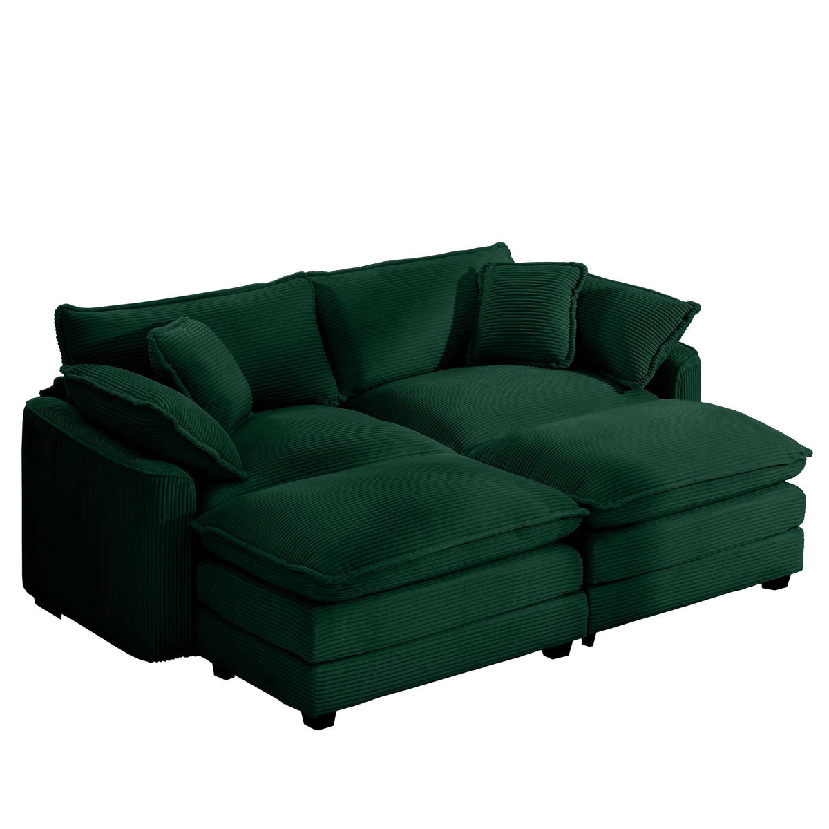 Modern Modular Cushion Sofa Set with Ottoman - Fabric, Multiple Colors