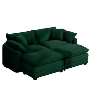 Modern Modular Cushion Sofa Set with Ottoman - Fabric, Multiple Colors