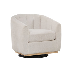 360 Degrees Swivel Upholstered Barrel Armchair For Living Room - Ivory