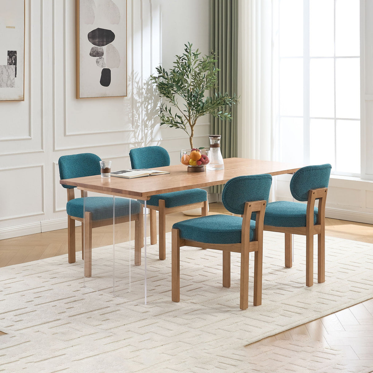 Dining Chairs With Ergonomic Backrest And Adjustable Feet (Set of 2)