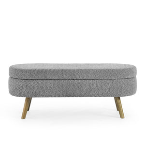Ottoman Oval Storage Bench with Rubber Wood Legs