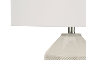 Contemporary 33"h Table Lamp with Ivory Shade and Cream Ceramic Base