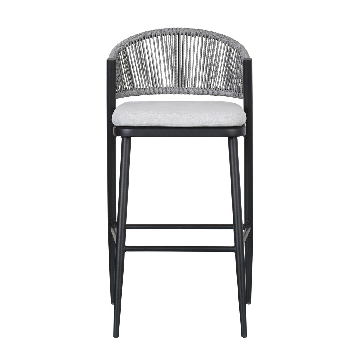 Outdoor Bar Height Metal Frame Counter Stools With Scallop Shaped Backrest & Water Resistant Cushions