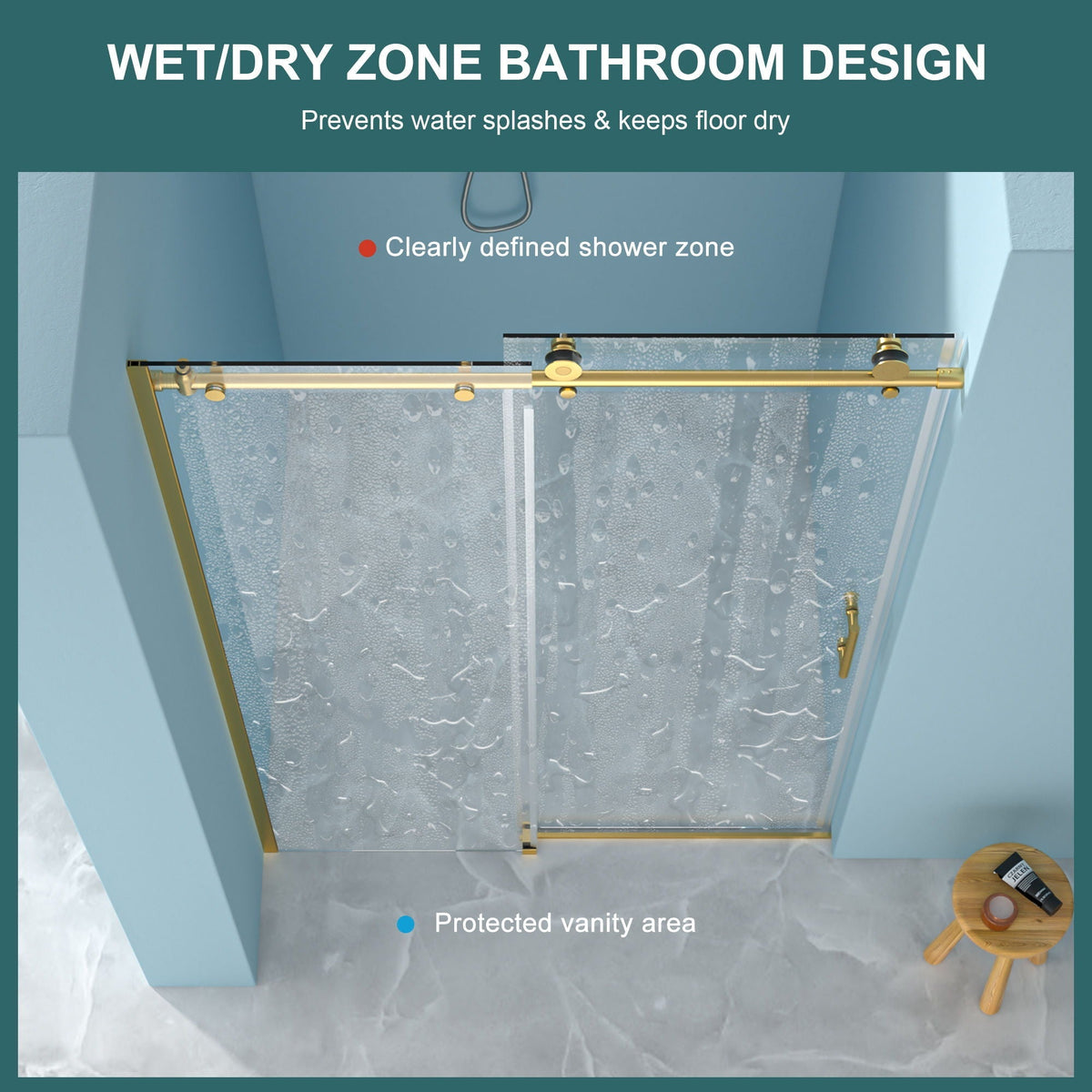 Single Sliding Bypass Shower Door Enclosure With Tempered Glass