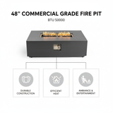 Volon Modern Rectangular Fire Pit Table in Light Gray