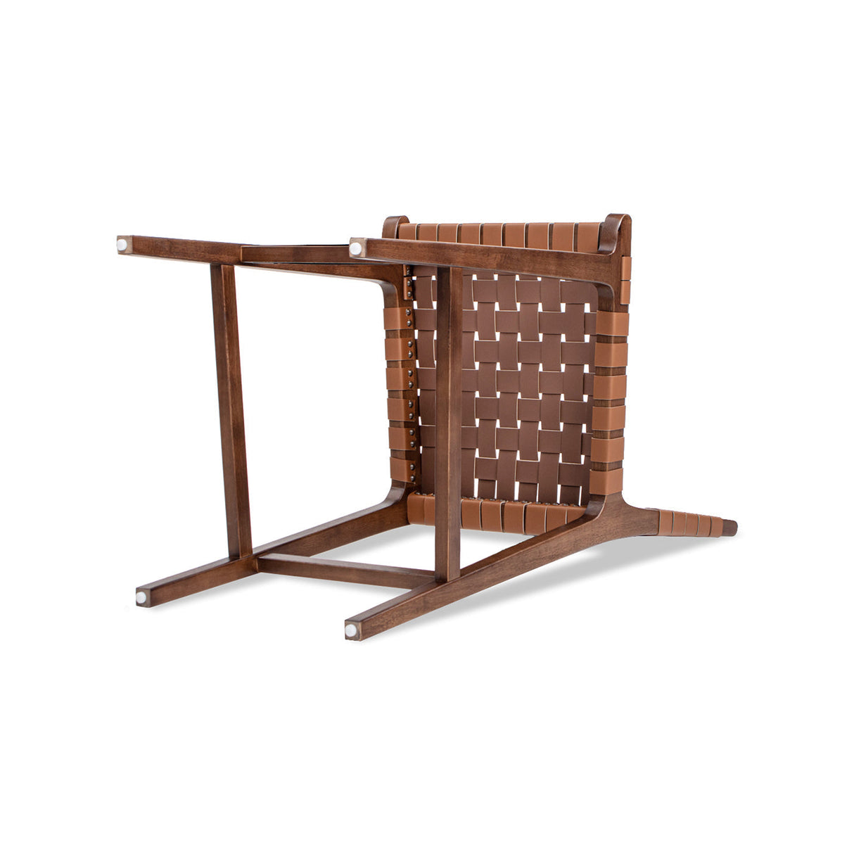Andre 26' Woven Leather Counter Stool with Back, Pecan Brown Faux Leather