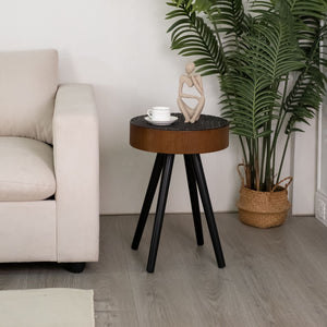 Round Coffee Table With Carved Top For Living Room