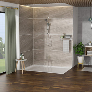 Multi Function Dual Shower Head Shower System With 4.7" Rain Showerhead, 7 Function Hand Shower, Adjustable Slide Bar