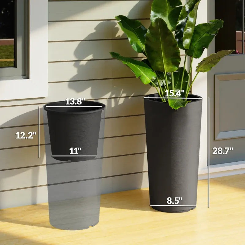 Set of 2 Stackable Large Flower Pots