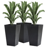 Outsunny set of 3 tall planters with drainage hole, outdoor flower pots, indoor planters for porch, front door, entryway, patio and deck