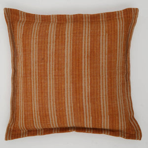 Double-Sided Stripe Throw Pillow – 20 x 20 Inch Orange Jute & Cotton
