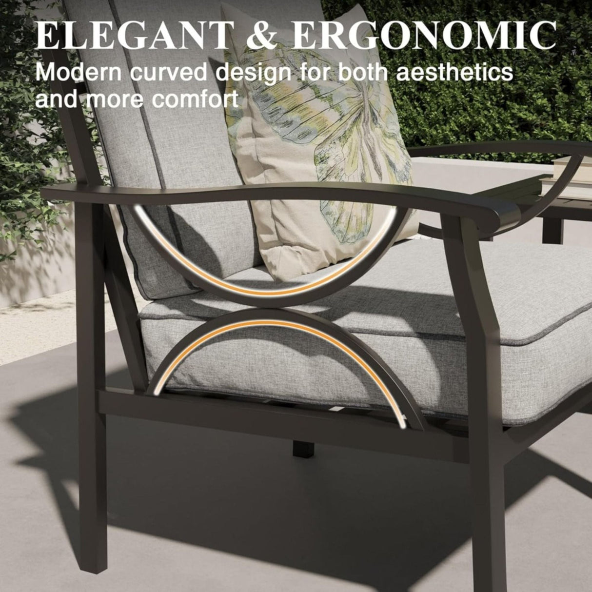 Patio Furniture Set & Coffee Table And Cushions For Backyard