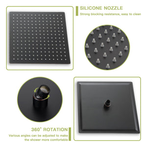 Modern Shower System With Waterfall Tub Spout, 12" Ceiling Mount Square Shower