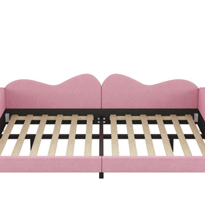Upholstered Daybed, Sherpa Fabric Sofabed With Cloud-Shaped Backrest