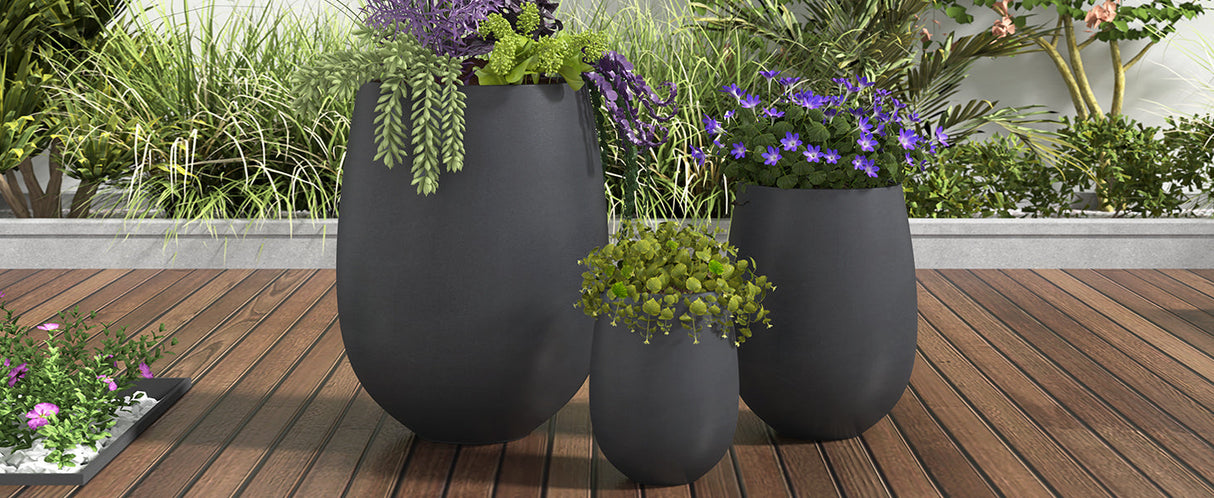 Lightweight Round MGO Outdoor Planter Set - 3 Sizes