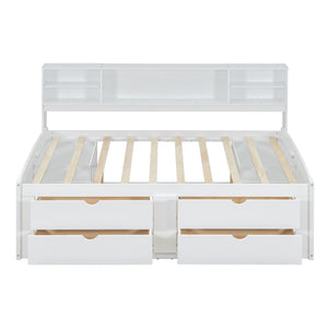 Daybed With 2 Bedside Cabinets, Upper Shelves And 4 Drawers