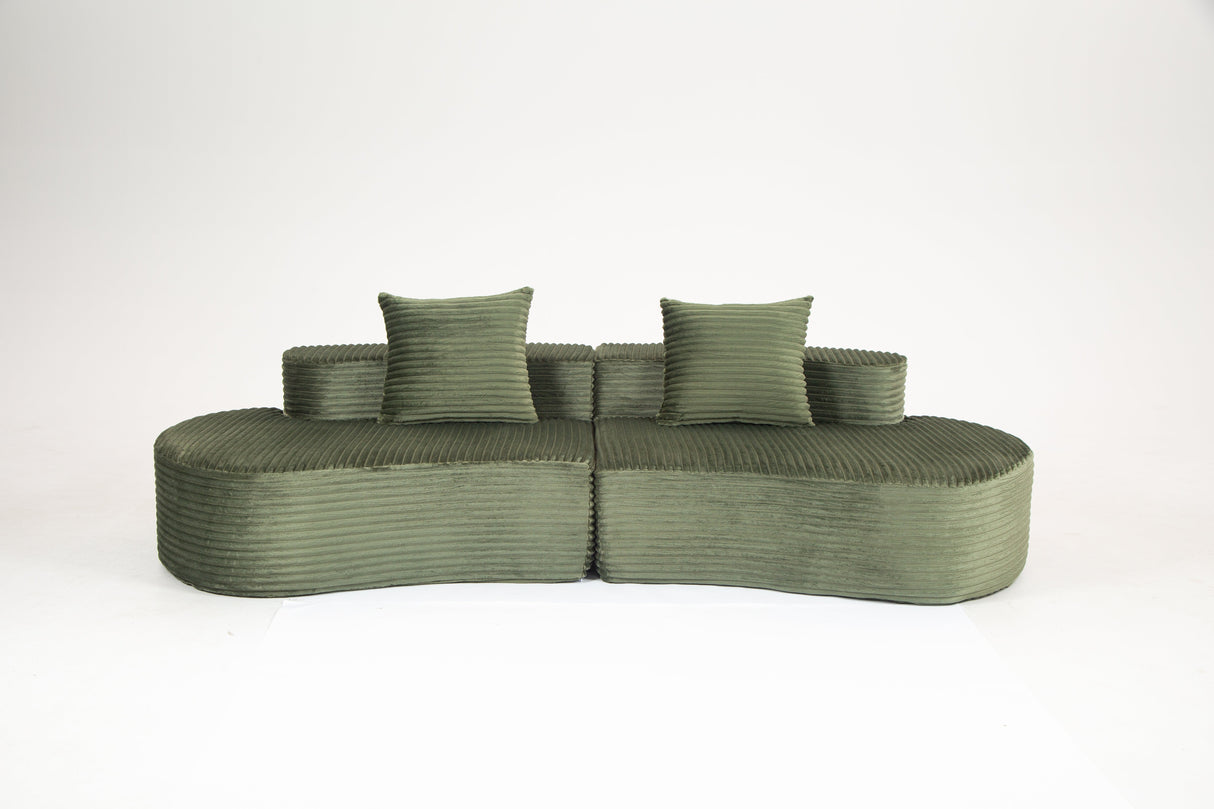 Cozy Corduroy 2-Seater Sofa with Lumbar Pillows