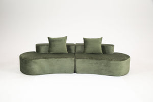 Cozy Corduroy 2-Seater Sofa with Lumbar Pillows