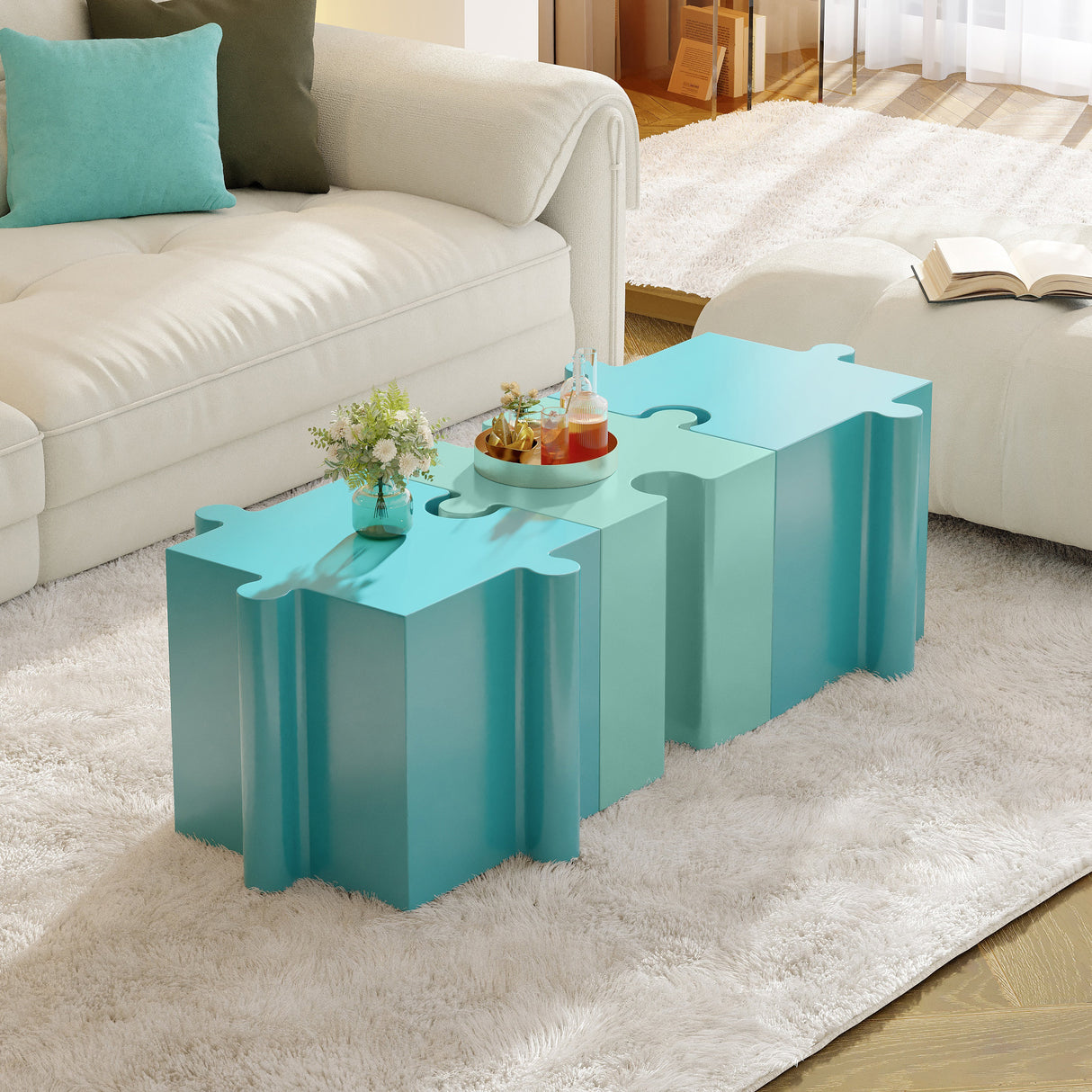 3-Piece Artistic Puzzle Table Set
