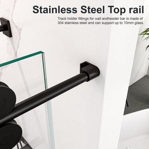 Frameless Single Sliding Shower Door With Clear Tempered Glass