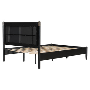 Solid Wood Queen Bed, Heavy Duty 500 lbs Support, No Box Spring Needed