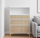 Modern Design Three Drawer Storage Cabinet,Bedroom Clothes Storage Can Be Used in Dining Room, Kitchen, Bedroom. White Solid Wood Frame