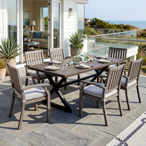 7-Piece Outdoor Dining Set with Aluminum Chairs & Iron Legs