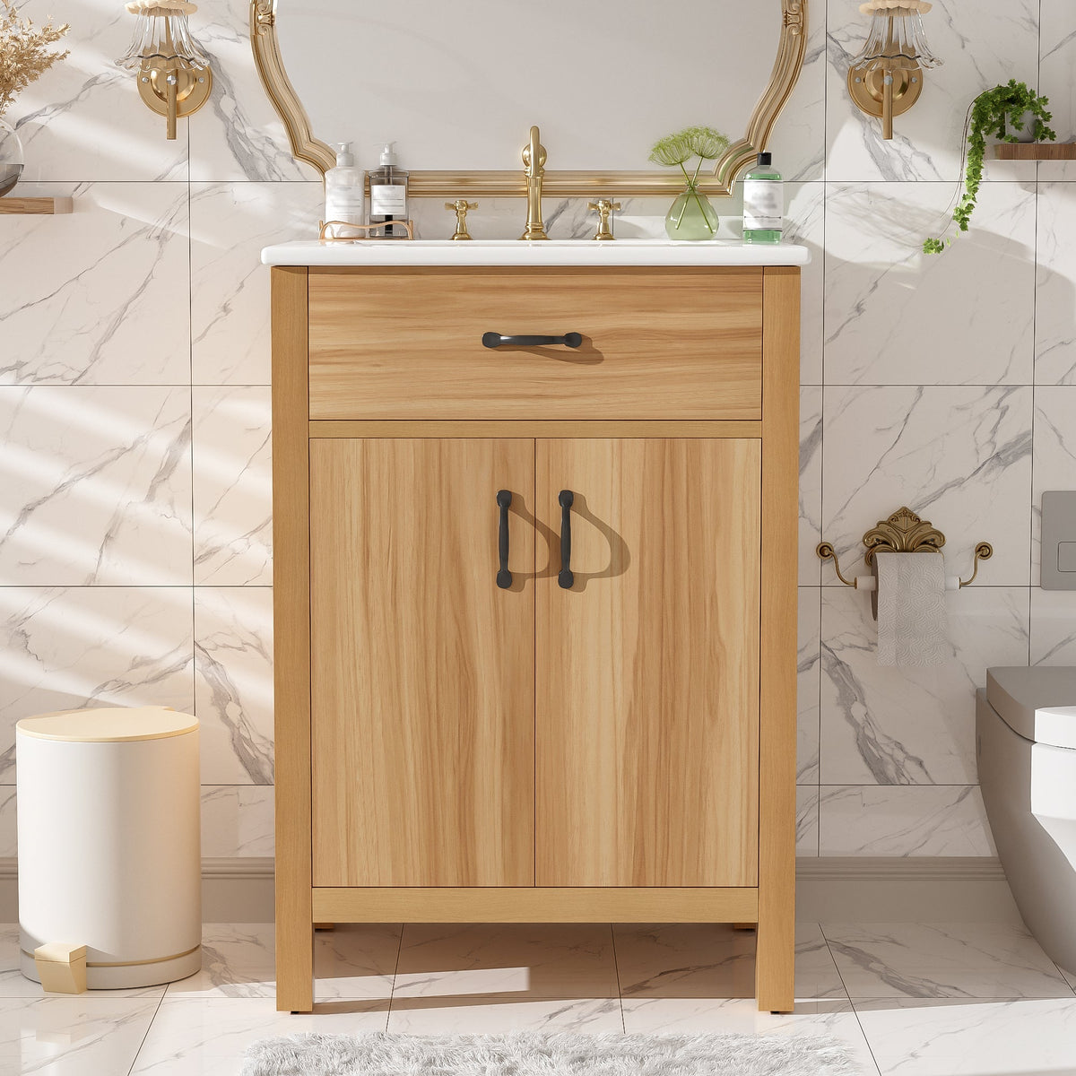 24" Bathroom Vanity with Solid Wood Frame