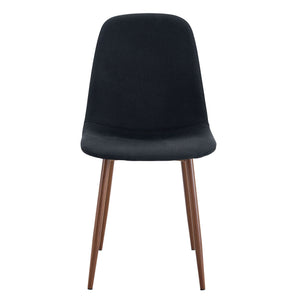Luxury Simple Chair (Set of 4) Linen Cotton High Resilience Dining Chair With Metal Color Leg - Black / Walnut