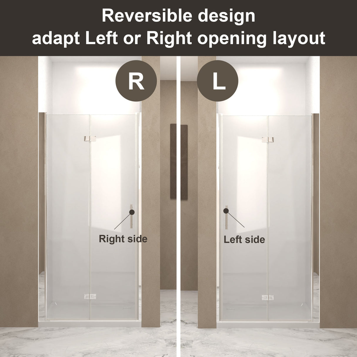 31-30"x 72" Bifold Shower Door, 1/4" (6mm) Tempered Glass