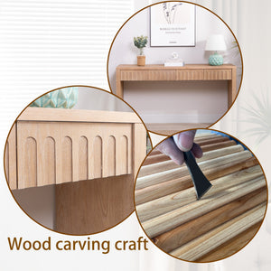 Modern Console Table with 4 Drawers – 59.2 Entryway Table in Natural Wood Finish