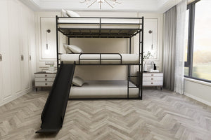 Full Size House Loft Bed With Slide And Ladder - Black