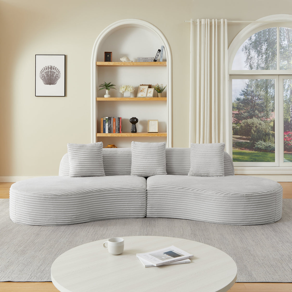 Contemporary Corduroy Curved Sectional Sofa