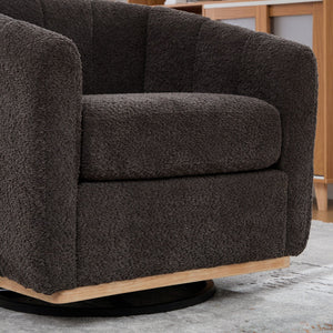 Swivel Upholstered Barrel Chair With Metal Base