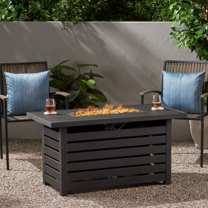 Rectangular Iron Fire Pit - 30,000 BTU - Tank Cover Inside