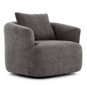 360° Swivel Barrel Sofa Chair With Throw Pillow, Upholstered Accent Chair