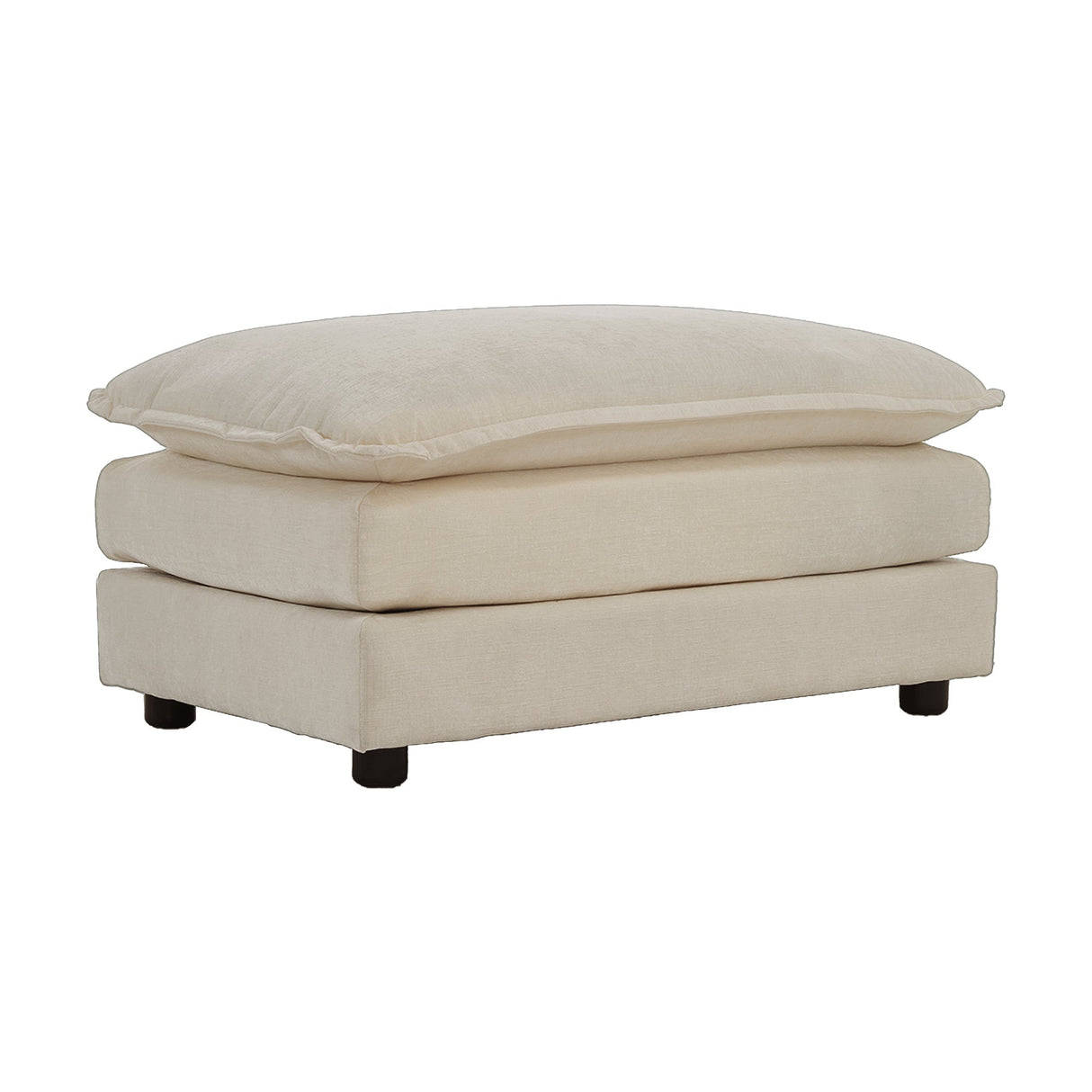 Modern Accent Chair with Ottoman in Beige Chenille