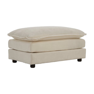 Modern Accent Chair with Ottoman in Beige Chenille