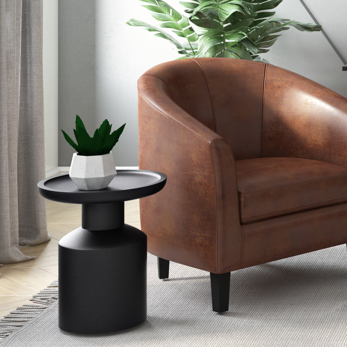 Handcrafted Wooden Accent Table with Sculptural Design - Multiple Colors