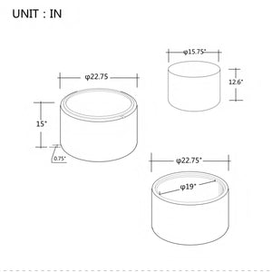 Nesting Ottomans, Round Coffee Table & Bench With Tray (Set of 2)