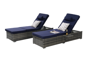 Outdoor Chaise Lounge Chair Set of 2 with Storage