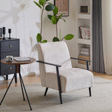 26.38' Modern Beige Lounge Chair with Polyester Upholstery and Sturdy Metal Frame, Ideal for Living Room, Bedroom, or Office