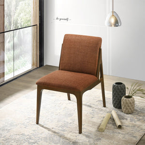 Elegant Dining Chair Set with Upholstered Fabric - Light Brown or Beige