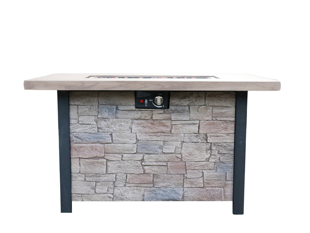 44"W x 25"H Outdoor Propane Fire Pit Table, 50,000 BTU, Cultured Stone