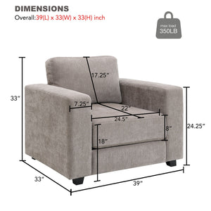 Oversized Accent Chair with Wide Arms for Living Room