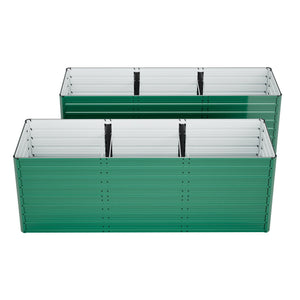 Ergonomic Metal Raised Garden Bed 2-Pack with Open Base - Green