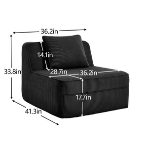 Armless Sofa With Pillow Corduroy