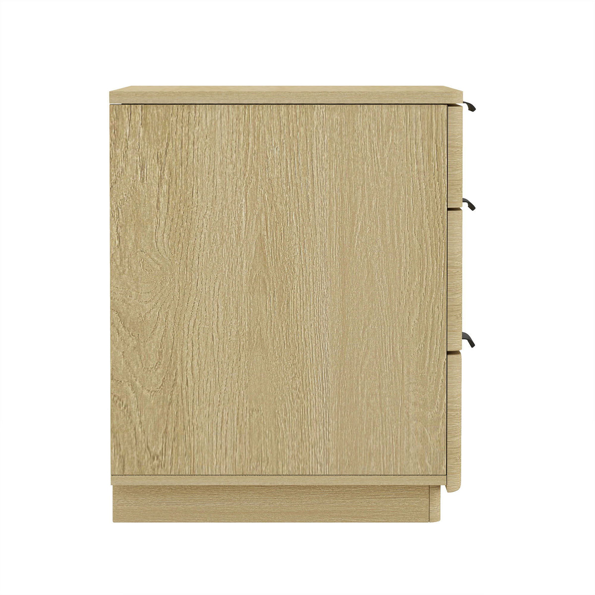 Oak Nightstand with 3 Drawers and Metal Handles - Payton