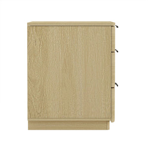 Oak Nightstand with 3 Drawers and Metal Handles - Payton
