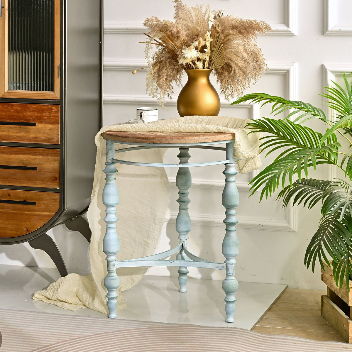 Round Top Carved Table For Living Room